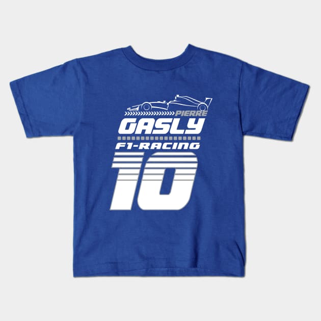 Piere Gasly 10 Formula One Racing F1 Driver Kids T-Shirt by CGD